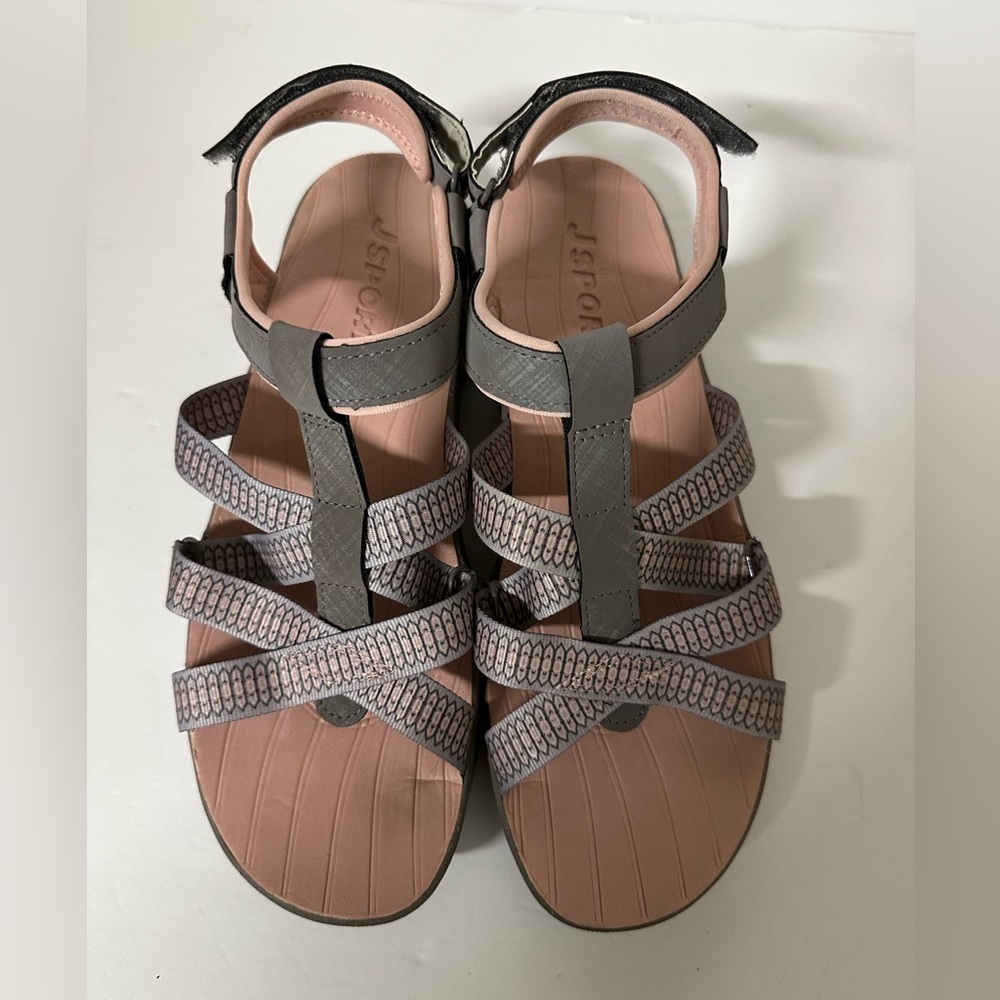 J Sport Kaia Grey Pink River Sandals Size 10 - Picture 4 of 7